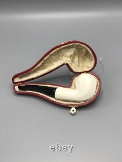 Smooth Finish Panel Pipe BLOCK MEERSCHAUM-NEW-HAND CARVED W Case#525