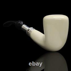 Smooth Full Bent Pipe W Silver new-block Meerschaum Handmade Custom Case#496