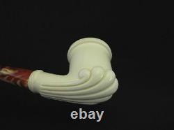 Smooth Oyster Smoking Block Meerschaum Pipe Gift Case Stand Pouch Good size 1536