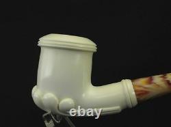 Smooth Oyster Smoking Block Meerschaum Pipe Gift Case Stand Pouch Good size 1536