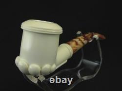 Smooth Oyster Smoking Block Meerschaum Pipe Gift Case Stand Pouch Good size 1536