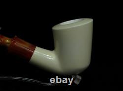 Smooth Plain Classic Half Bent Block Meerschaum pipe Hand carved Gift Case 0631