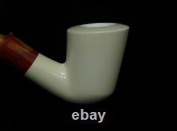 Smooth Plain Classic Half Bent Block Meerschaum pipe Hand carved Gift Case 0631