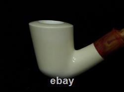 Smooth Plain Classic Half Bent Block Meerschaum pipe Hand carved Gift Case 0631