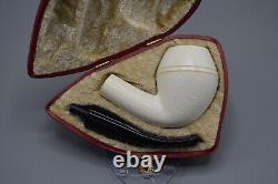 Smooth Rhodesian Pipe New block Meerschaum Handmade Army Pocket Case#152