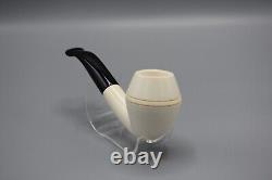 Smooth Rhodesian Pipe New block Meerschaum Handmade Army Pocket Case#152