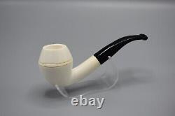 Smooth Rhodesian Pipe New block Meerschaum Handmade Army Pocket Case#152