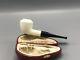 Smooth Rhodesian Pipe New Block Meerschaum Handmade Army Pocket Case#452