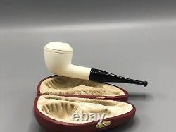 Smooth Rhodesian Pipe New block Meerschaum Handmade Army Pocket Case#452