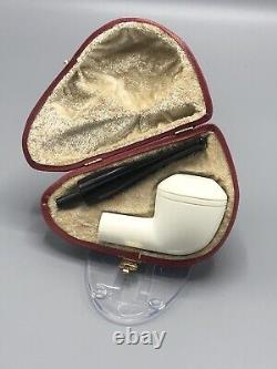 Smooth Rhodesian Pipe New block Meerschaum Handmade Army Pocket Case#452