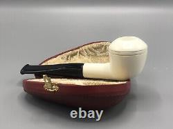 Smooth Rhodesian Pipe New block Meerschaum Handmade Army Pocket Case#452