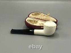 Smooth Rhodesian Pipe New block Meerschaum Handmade Army Pocket Case#452