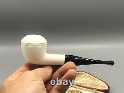 Smooth Rhodesian Pipe New block Meerschaum Handmade Army Pocket Case#452