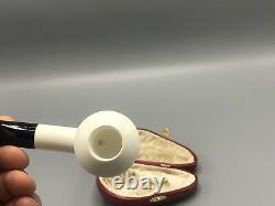 Smooth Rhodesian Pipe New block Meerschaum Handmade Army Pocket Case#452