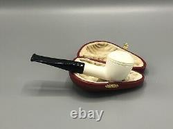 Smooth Rhodesian Pipe New block Meerschaum Handmade Army Pocket Case#452