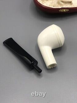 Smooth Rhodesian Pipe New block Meerschaum Handmade Army Pocket Case#452