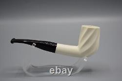 Smooth Swirl Billiard Pipe BLOCK MEERSCHAUM-NEW-HAND CARVED Fitted Case#1493