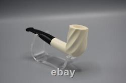 Smooth Swirl Billiard Pipe BLOCK MEERSCHAUM-NEW-HAND CARVED Fitted Case#1493