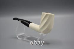 Smooth Swirl Billiard Pipe BLOCK MEERSCHAUM-NEW-HAND CARVED Fitted Case#1493