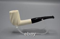 Smooth Swirl Billiard Pipe BLOCK MEERSCHAUM-NEW-HAND CARVED Fitted Case#1493