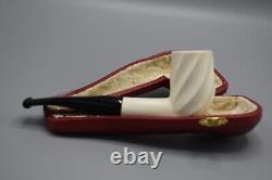 Smooth Swirl Billiard Pipe BLOCK MEERSCHAUM-NEW-HAND CARVED Fitted Case#1493