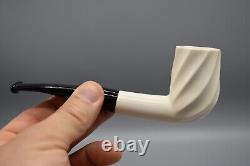 Smooth Swirl Billiard Pipe BLOCK MEERSCHAUM-NEW-HAND CARVED Fitted Case#1493