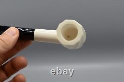 Smooth Swirl Billiard Pipe BLOCK MEERSCHAUM-NEW-HAND CARVED Fitted Case#1493