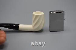 Smooth Swirl Billiard Pipe BLOCK MEERSCHAUM-NEW-HAND CARVED Fitted Case#1493