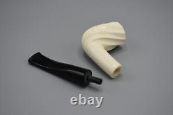 Smooth Swirl Billiard Pipe BLOCK MEERSCHAUM-NEW-HAND CARVED Fitted Case#1493