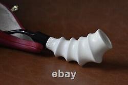 Smooth Swirl Horn Pipe New Block Meerschaum Handmade W Case&Tamper #122