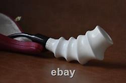 Smooth Swirl Horn Pipe New Block Meerschaum Handmade W Case&Tamper #122