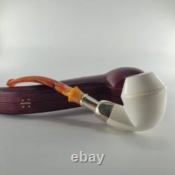 Smooth bulldog block meerschaum pipe silver spigot handmade CPW Meerschaum Pipe1