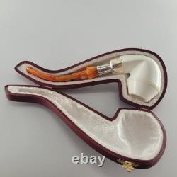 Smooth bulldog block meerschaum pipe silver spigot handmade CPW Meerschaum Pipe1