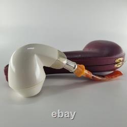 Smooth bulldog block meerschaum pipe silver spigot handmade CPW Meerschaum Pipe1