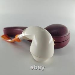Smooth bulldog block meerschaum pipe silver spigot handmade CPW Meerschaum Pipe1