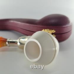 Smooth bulldog block meerschaum pipe silver spigot handmade CPW Meerschaum Pipe1