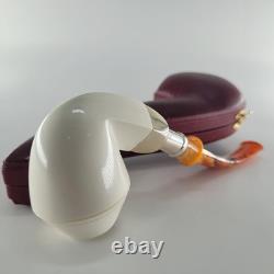 Smooth bulldog block meerschaum pipe silver spigot handmade CPW Meerschaum Pipe1