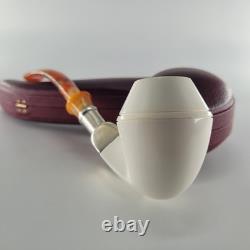 Smooth bulldog block meerschaum pipe silver spigot handmade CPW Meerschaum Pipe1