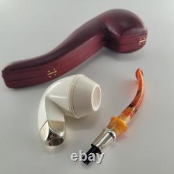 Smooth bulldog block meerschaum pipe silver spigot handmade CPW Meerschaum Pipe1