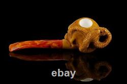Snakes With Skull Pipe By Ali New Block Meerschaum Handmade W Case#1319