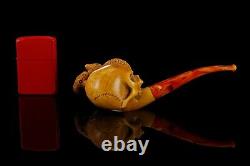 Snakes With Skull Pipe By Ali New Block Meerschaum Handmade W Case#1319