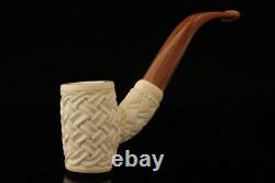 Srv Basket Weave Poker Block Meerschaum Pipe with fitted case 15185