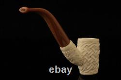 Srv Basket Weave Poker Block Meerschaum Pipe with fitted case 15185