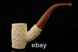 Srv Basket Weave Poker Block Meerschaum Pipe with fitted case 15185