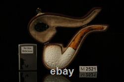 Srv Bent Billiard Block Meerschaum Pipe with fitted case M2521