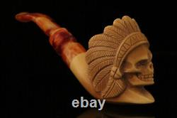 Srv Big Chief Skull Block Meerschaum Pipe with fitted case M3039