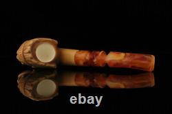 Srv Big Chief Skull Block Meerschaum Pipe with fitted case M3039