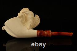 Srv Garden Block Meerschaum Pipe Carved by R. Karaca with fitted case 15181