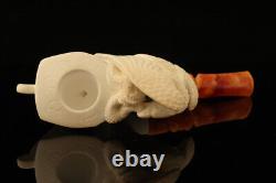 Srv Garden Block Meerschaum Pipe Carved by R. Karaca with fitted case 15181