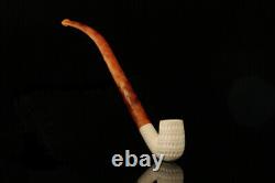 Srv Lattice Bent Billiard Churchwarden Block Meerschaum Pipe with case M2135